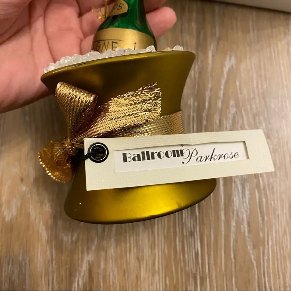 Christmas Vintage blown Glass holiday ornament champagne bucket bottle 2005 5”